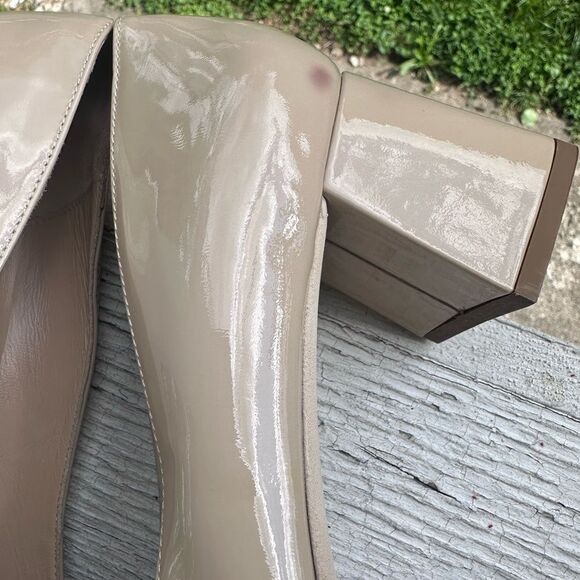 Ron White Lizbeth Square Toe Patent Leather Block Heel Nude Size EU 38 / US 7.5 - Picture 7 of 11